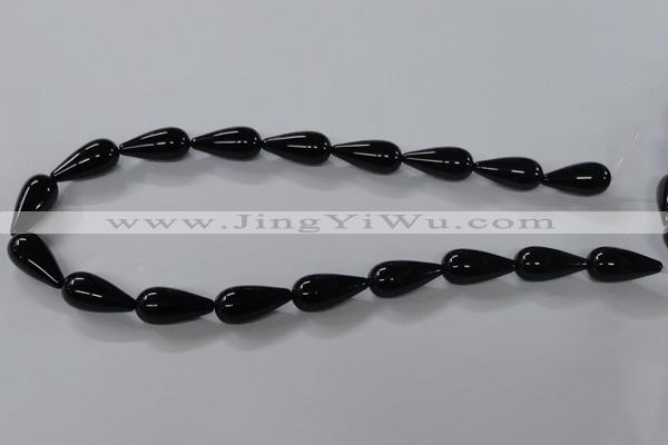 CAB739 15.5 inches 10*22mm teardrop black agate gemstone beads
