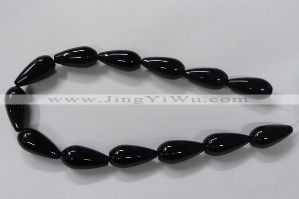 CAB741 15.5 inches 12*30mm teardrop black agate gemstone beads