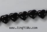 CAB755 15.5 inches 10*10mm top-drilled heart black agate beads