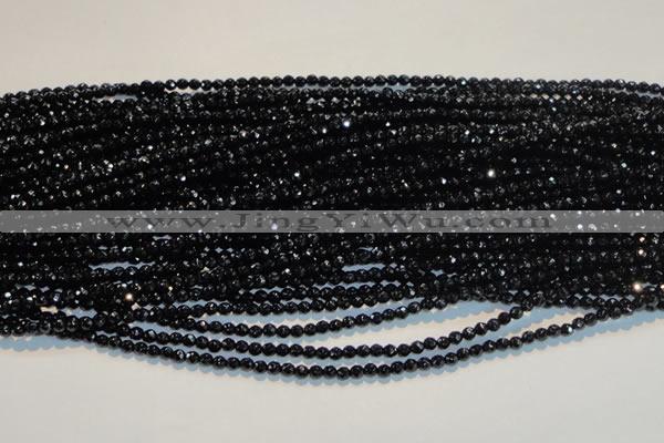 CAB781 15.5 inches 3mm faceted round black agate gemstone beads