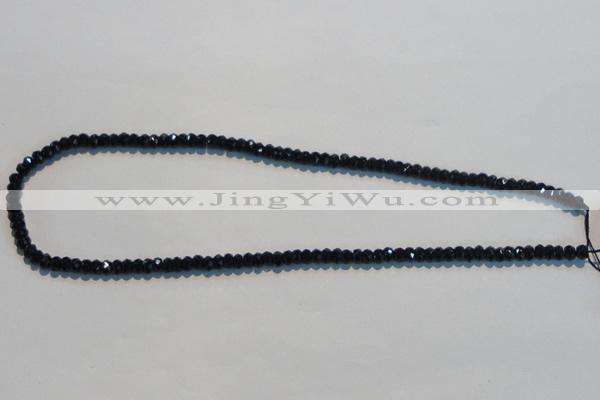 CAB786 15.5 inches 3*5mm faceted rondelle black agate gemstone beads