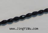 CAB789 15.5 inches 4*6mm faceted rice black agate gemstone beads