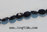 CAB805 15.5 inches 6*8mm faceted oval black gemstone agate beads