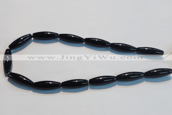 CAB821 15.5 inches 10*30mm rice black agate gemstone beads wholesale