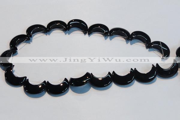 CAB826 15.5 inches 10*20mm moon black agate gemstone beads wholesale