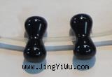 CAB829 10*20mm dumbbell-shaped black agate gemstone beads