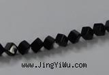 CAB830 15.5 inches 4*4mm cube black agate gemstone beads wholesale