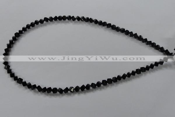 CAB830 15.5 inches 4*4mm cube black agate gemstone beads wholesale