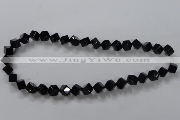 CAB831 15.5 inches 8*8mm cube black agate gemstone beads wholesale