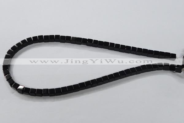CAB834 15.5 inches 6*6mm cube black agate gemstone beads wholesale