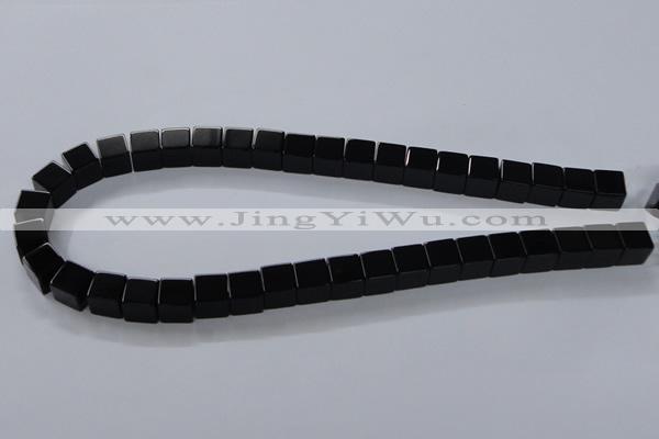 CAB835 15.5 inches 10*10mm cube black agate gemstone beads wholesale