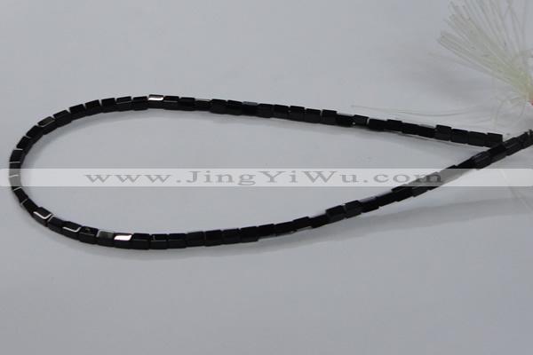 CAB838 15.5 inches 4*6mm cuboid black agate gemstone beads wholesale
