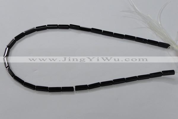 CAB839 15.5 inches 4*12mm cuboid black agate gemstone beads wholesale