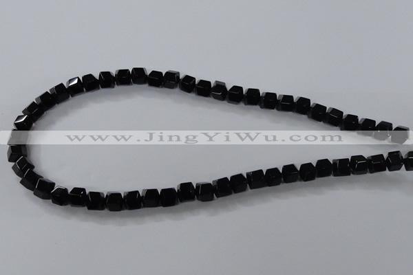 CAB841 15.5 inches 8*8mm faceted cube black agate gemstone beads wholesale