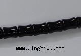 CAB842 15.5 inches 8*10mm bamboo shape black agate gemstone beads