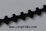 CAB845 15.5 inches 8*8mm cross black agate gemstone beads wholesale