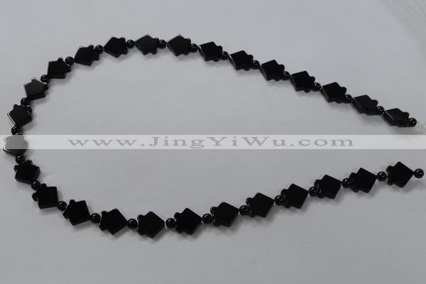 CAB849 15.5 inches 10*10mm fish black agate gemstone beads wholesale