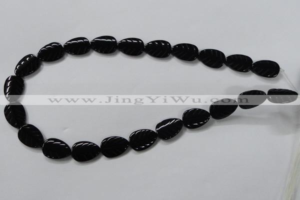 CAB852 15.5 inches 13*18mm leaf black agate gemstone beads wholesale