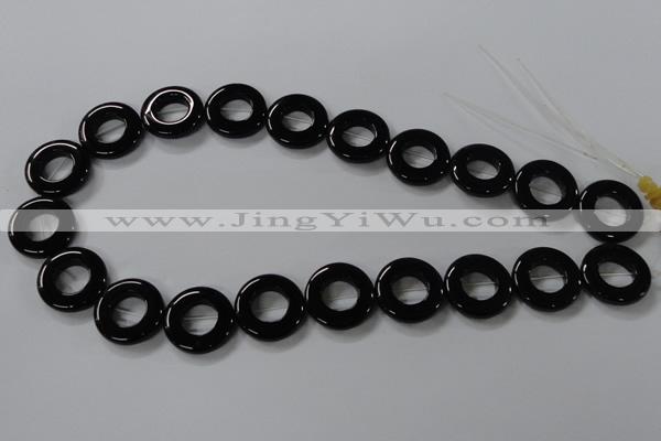 CAB855 15.5 inches 20mm donut black agate gemstone beads wholesale
