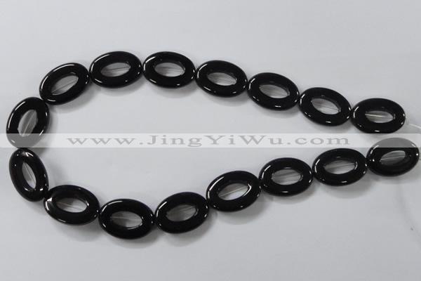 CAB859 15.5 inches 18*24mm oval black agate gemstone beads wholesale