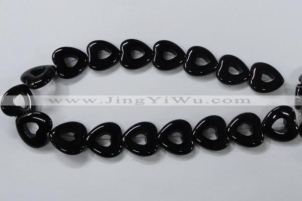 CAB861 15.5 inches 24*24mm heart black agate gemstone beads wholesale