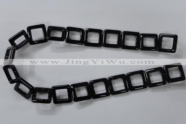 CAB862 15.5 inches 20*20mm square black agate gemstone beads wholesale