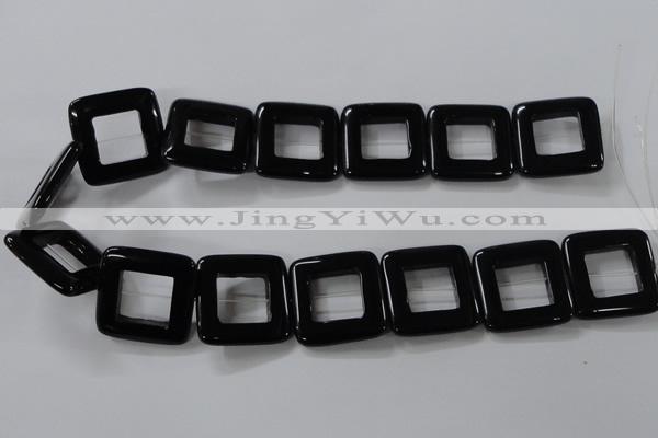 CAB863 15.5 inches 28*28mm square black agate gemstone beads wholesale