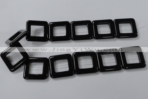 CAB864 15.5 inches 35*35mm square black agate gemstone beads wholesale