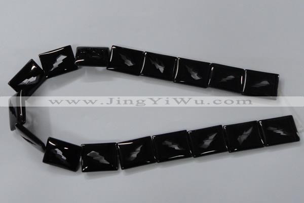 CAB866 15.5 inches 18*22mm rectangle black agate gemstone beads wholesale