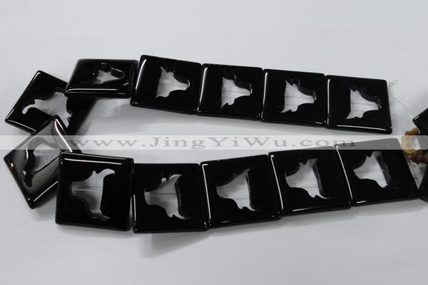 CAB868 15.5 inches 35*35mm square black agate gemstone beads wholesale
