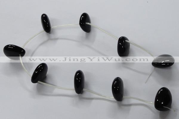 CAB872 22*22mm top-drilled teardrop black agate gemstone beads wholesale