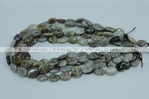 CAB90 15.5 inches 12*16mm oval silver needle agate gemstone beads
