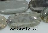 CAB92 15.5 inches 20*40mm oval silver needle agate gemstone beads