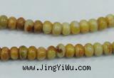 CAB932 15.5 inches 4*6mm rondelle yellow crazy lace agate beads