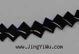 CAB983 15.5 inches 8*8mm rhombic black agate gemstone beads wholesale