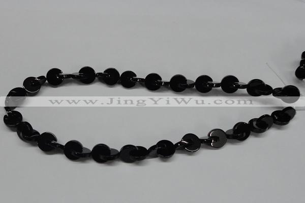 CAB993 15.5 inches 10*10mm curved moon black agate gemstone beads