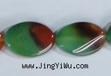 CAG1063 15.5 inches 18*25mm twisted oval rainbow agate beads