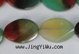 CAG1068 15.5 inches 18*25mm twisted & faceted oval rainbow agate beads