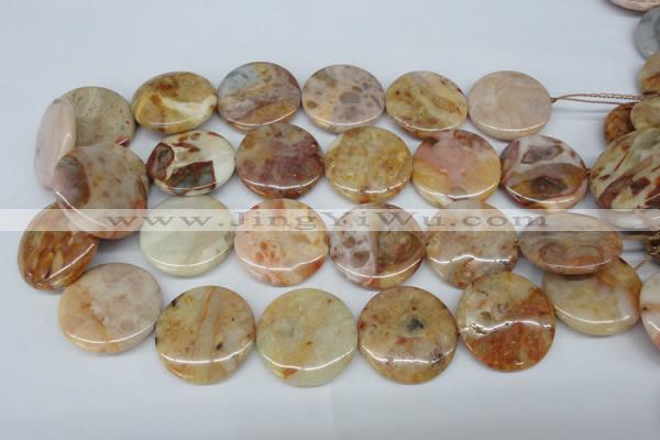 CAG1092 15.5 inches 30mm flat round Morocco agate beads wholesale