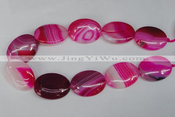 CAG1179 15.5 inches 30*40mm oval line agate gemstone beads