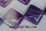 CAG1225 15.5 inches 20*20mm diamond line agate gemstone beads