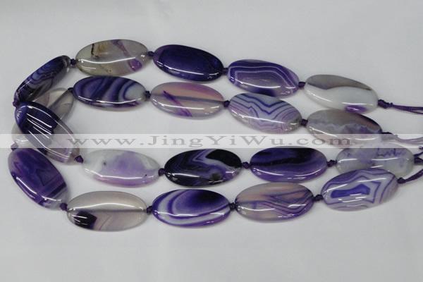 CAG1236 15.5 inches 20*40mm oval line agate gemstone beads