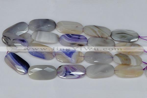 CAG1260 15.5 inches 20*40mm faceted oval line agate gemstone beads