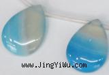 CAG1300 Top-drilled 22*30mm flat teardrop line agate gemstone beads