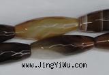 CAG1342 15.5 inches 10*30mm faceted rice line agate gemstone beads