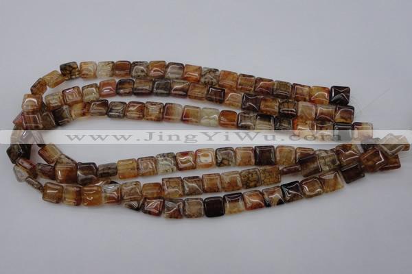 CAG1471 15.5 inches 10*10mm square dragon veins agate beads