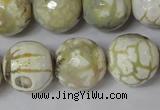 CAG1565 15.5 inches 18mm faceted round fire crackle agate beads