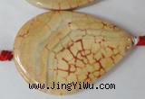 CAG1585 15.5 inches 30*45mm flat teardrop fire crackle agate beads