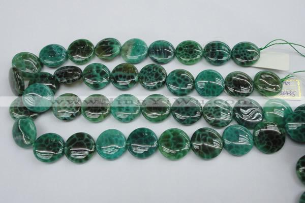 CAG1624 15.5 inches 20mm flat round peafowl agate gemstone beads