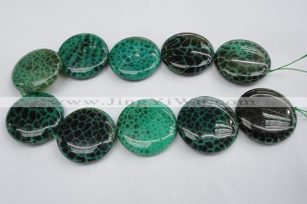 CAG1626 15.5 inches 40mm flat round peafowl agate gemstone beads